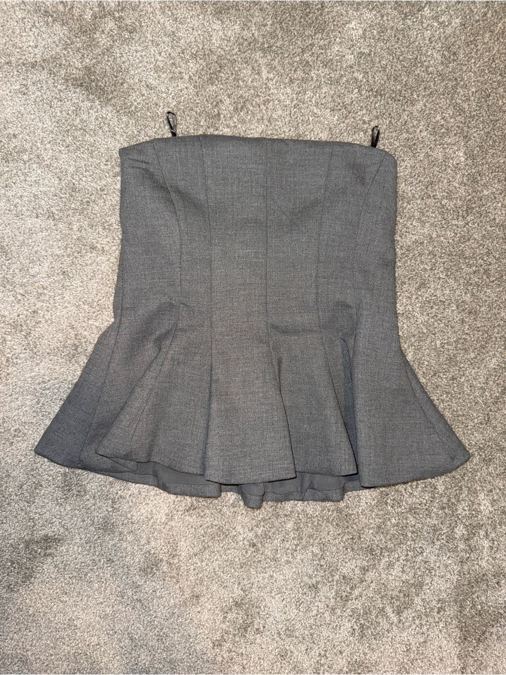 ZARA Gray Peplum Strapless Tube Top NWT